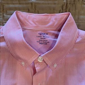 J. Crew men’s red/white pinstripe buttondown shirt